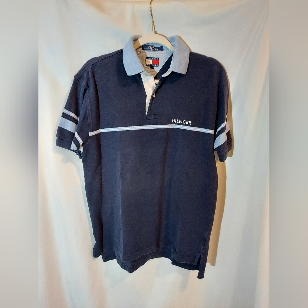 Tommy Hilfiger Navy Polo with Light Blue Details